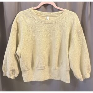 Lululemon Textured Crewneck Pullover Cropped Sweater Size 6 Dew Green